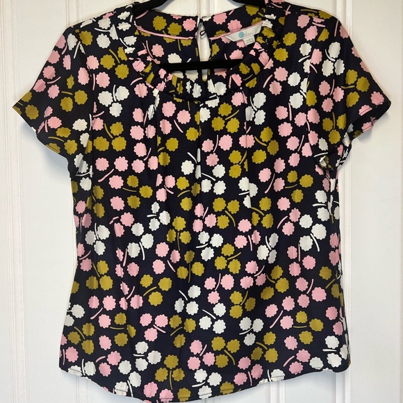 Boden Floral Blouse - Pink, Yellow, White on Navy Size 4 - Picture 1 of 3